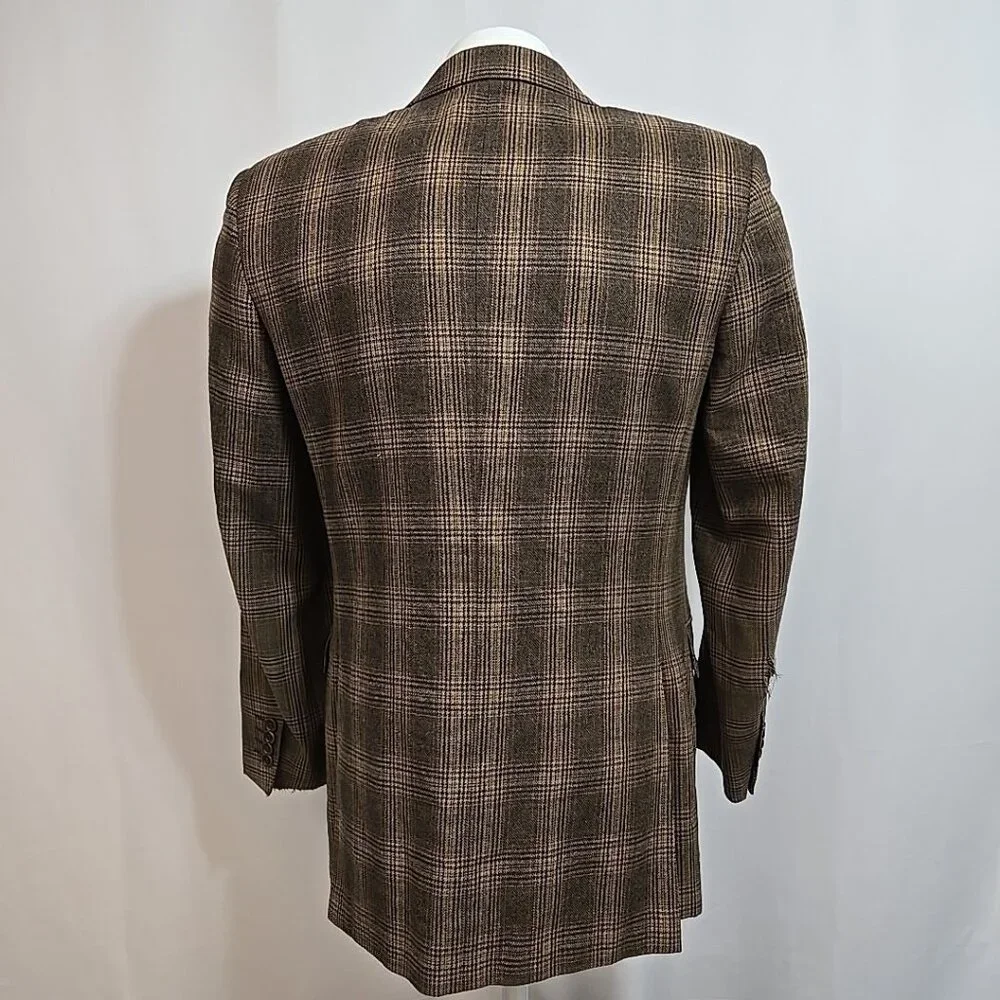 FLAWS Needs Repair Canali Blazer Cashmere Blend Glenplaid Mens Size 38 Jacket